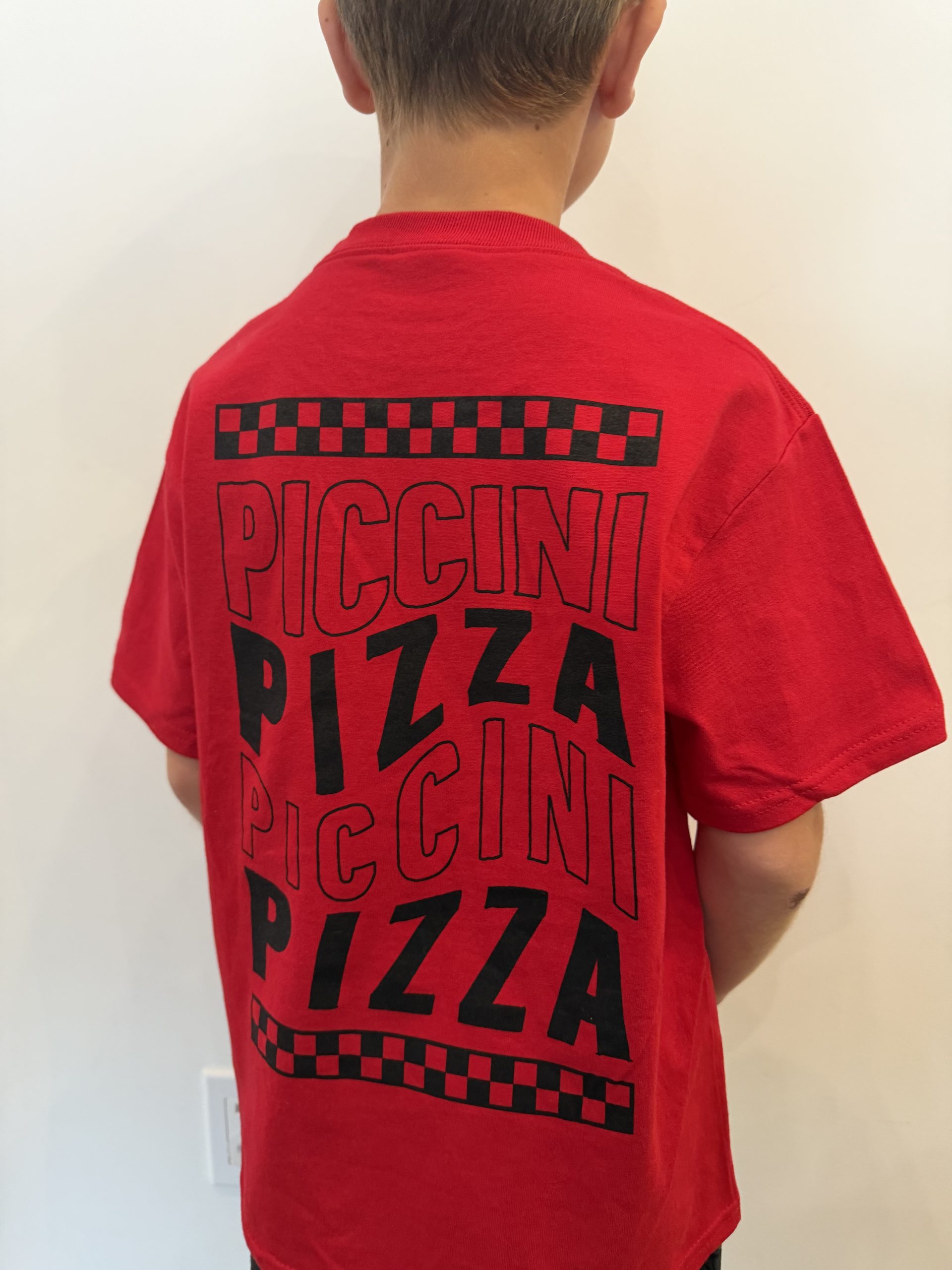 Red Kids Piccini Pizza Shirt - Piccini Italian Takeout